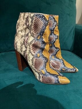 Steve Madden Multi Snake-Print Pointed Toe Ankle Boots